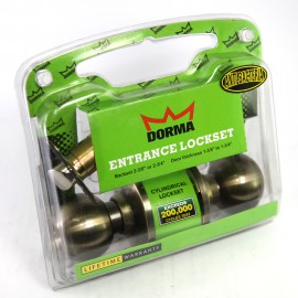 Dorma Entrance Cylindrical Knob Lockset DA3 Berlin Finishes US5 Standard Satin Brass